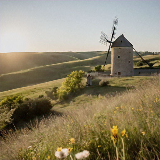 Tranquil Windmill on a Hilltop