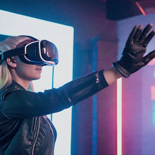 Lost in the Neon: A Woman Embarks on a Virtual Adventure