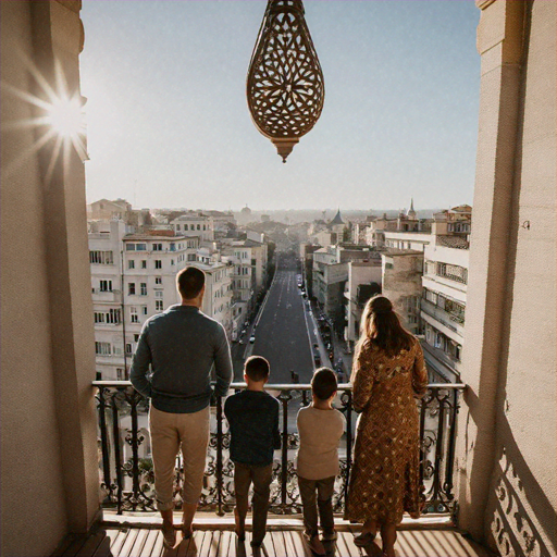 A Moment of Tranquility: Family Finds Peace on a City Balcony