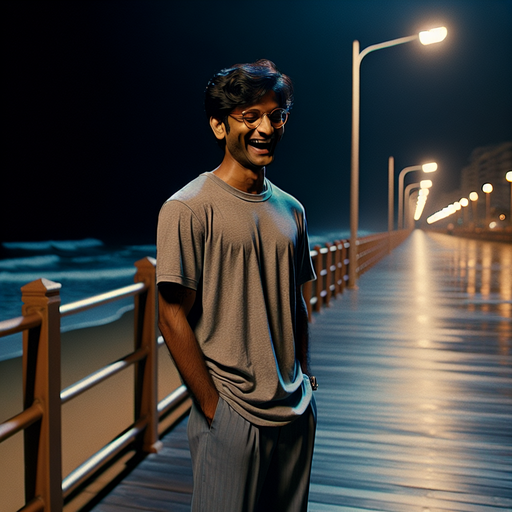 Laughter in the Moonlight: A Moment of Joy on the Pier