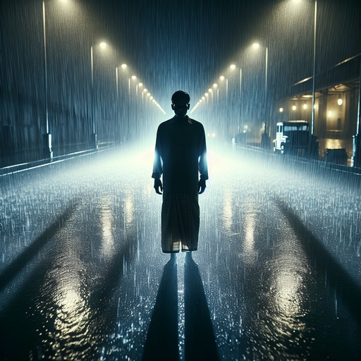 Lost in the Rain: A Solitary Figure in the Night