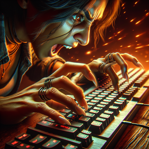 Fury at the Keyboard: A Woman’s Intense Focus