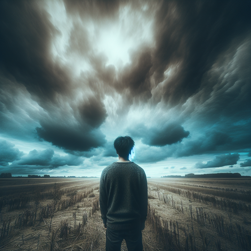 A Solitary Figure Under a Stormy Sky