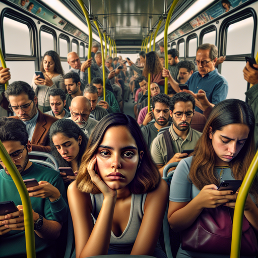 Lost in a Sea of Screens: One Woman’s Lonely Journey on a Crowded Bus