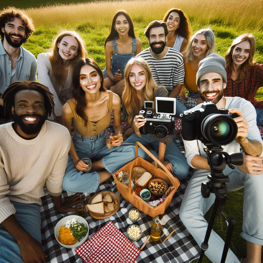 Friends Sharing Laughter and Sunshine at a Perfect Picnic