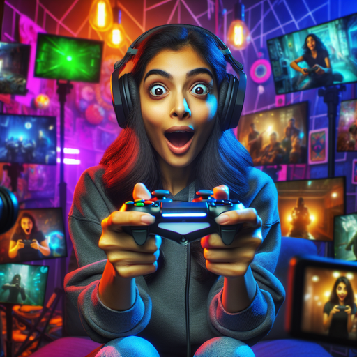 Immersed in the Game: A Young Woman’s Energetic Gaming Session