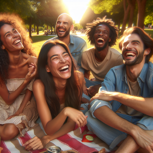 Sun-Kissed Laughter: Friends Share Joy at a Park Picnic