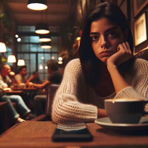 Lost in Thought: A Moment of Melancholy in a Bustling Cafe