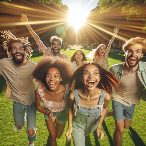 Sun-Kissed Joy: Friends Embrace the Day with Laughter and Light