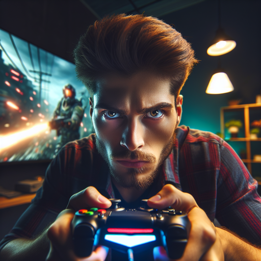 In the Zone: Gamer’s Intense Focus Under Dark Lighting