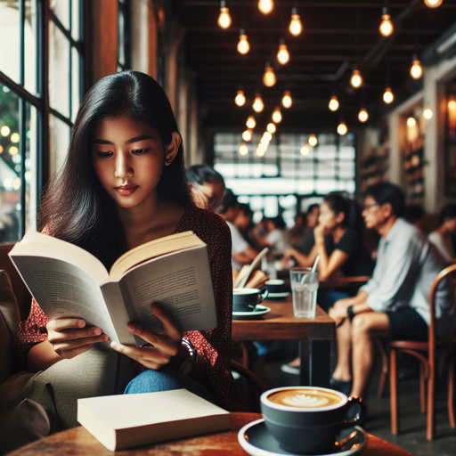 Lost in the Pages: A Moment of Tranquility in a Busy Cafe