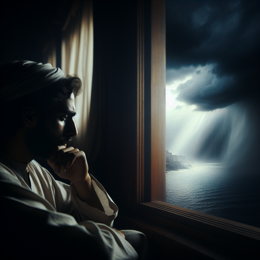 A Stormy Outlook: A Man Contemplates the Unforeseen