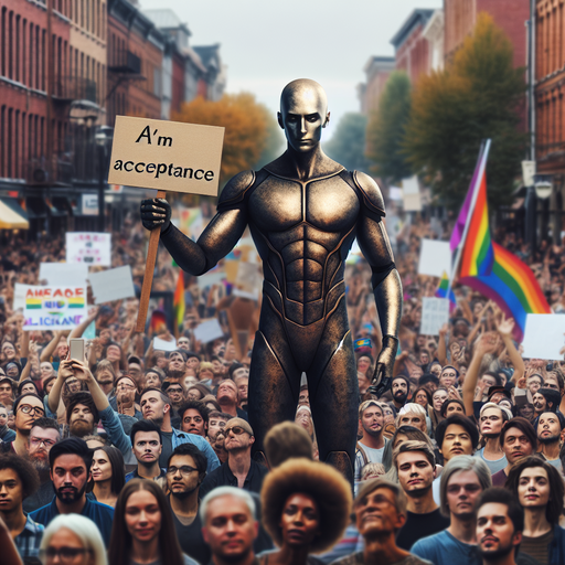 Robot Leads the Charge for Acceptance in Futuristic Protest