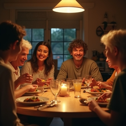 Intimate Gathering: Friends Share a Warm Meal Together