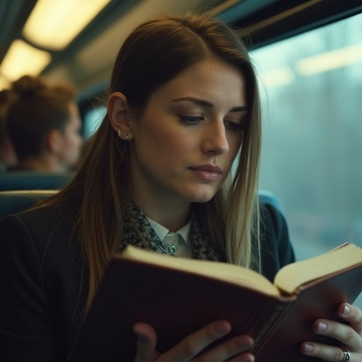 Lost in the Pages: A Moment of Tranquility on the Train