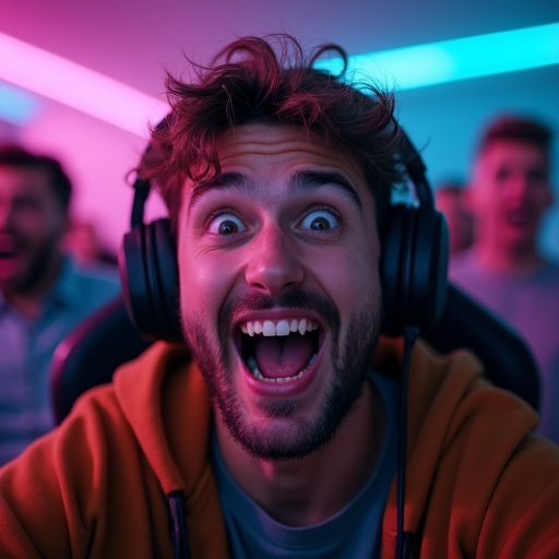 Headphones On, Excitement High: Gamer Reacts to the Big Moment