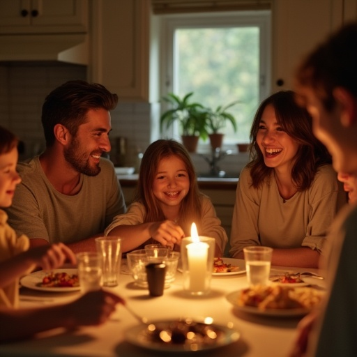 Candlelit Moments: A Family’s Intimate Dinner