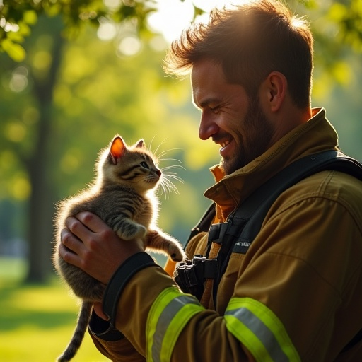 Firefighter Finds Comfort in Tiny Paws