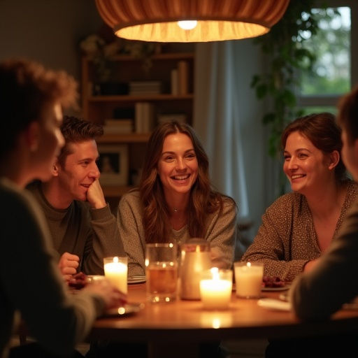 Candlelit Laughter: A Cozy Gathering of Friends