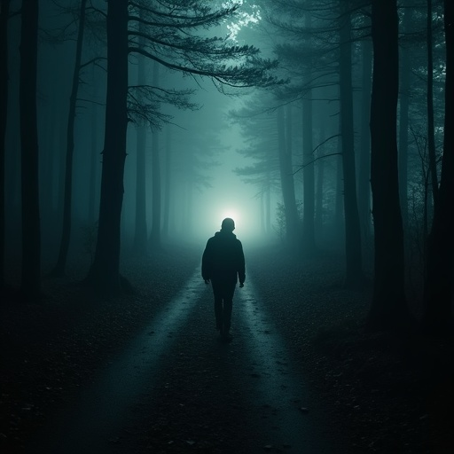 Lost in the Mist: A Solitary Figure Walks into the Unknown