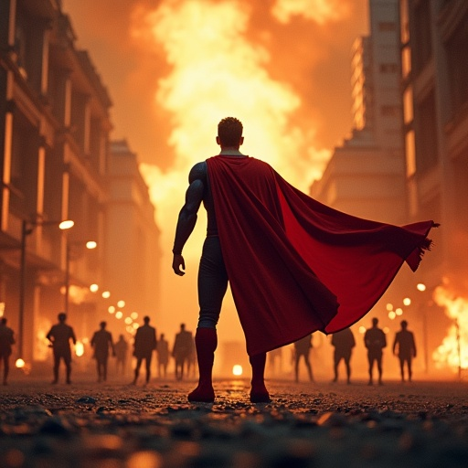 Hope Amidst the Ashes: A Superhero Stands Tall in a Post-Apocalyptic World