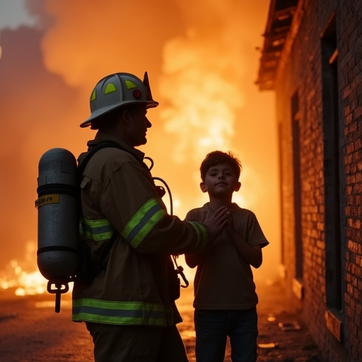 Hope Amidst the Flames: Firefighter’s Courage Inspires Young Boy