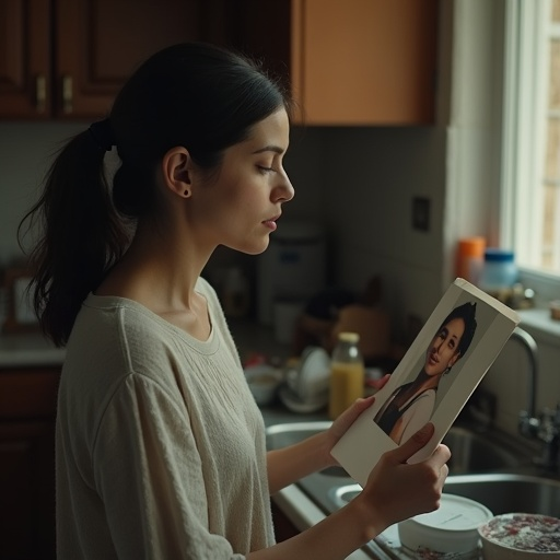 Lost in Memories: A Moment of Melancholy in the Kitchen