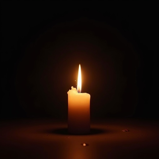 A Single Candle’s Warm Glow in the Darkness