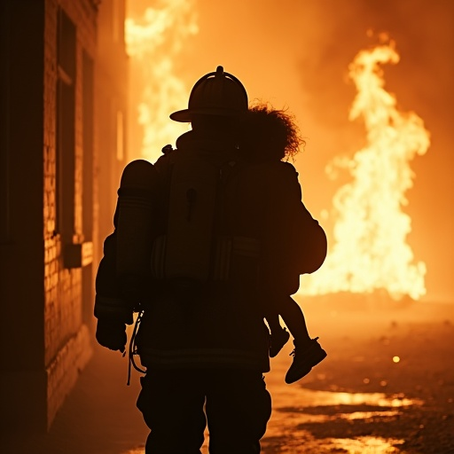 Heroic Firefighter Rescues Child from Burning Building