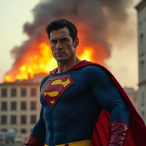 Superman Faces Down a Blazing Inferno