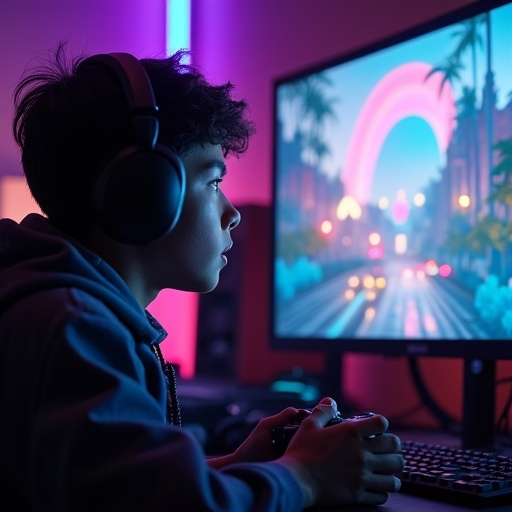 Lost in the Digital Realm: A Gamer’s Focus Illuminated