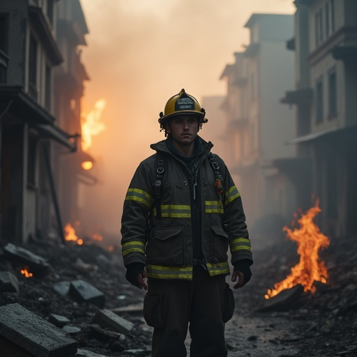 Amidst the Ashes, a Steadfast Figure: Firefighter’s Courage in the Face of Devastation