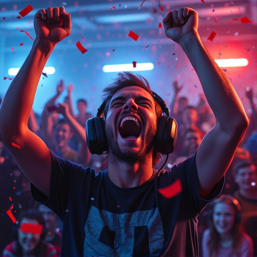 Confetti Celebration: Young Man’s Joyful Moment Captured