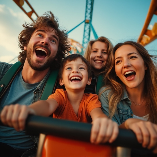 Roller Coaster Smiles: Pure Joy on a Sunny Day