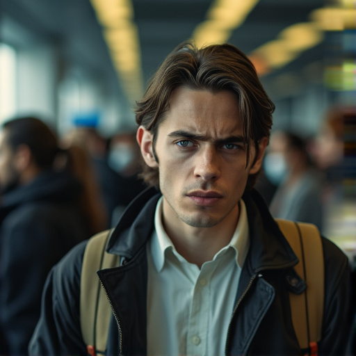 Lost in the Crowd: A Man’s Intense Gaze Speaks Volumes