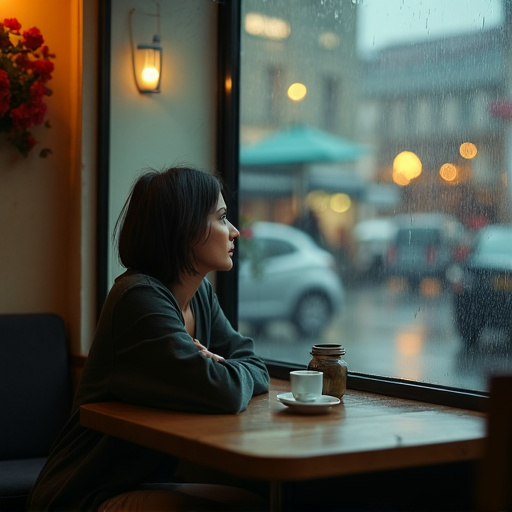 Lost in Thought: A Moment of Melancholy at the Cafe