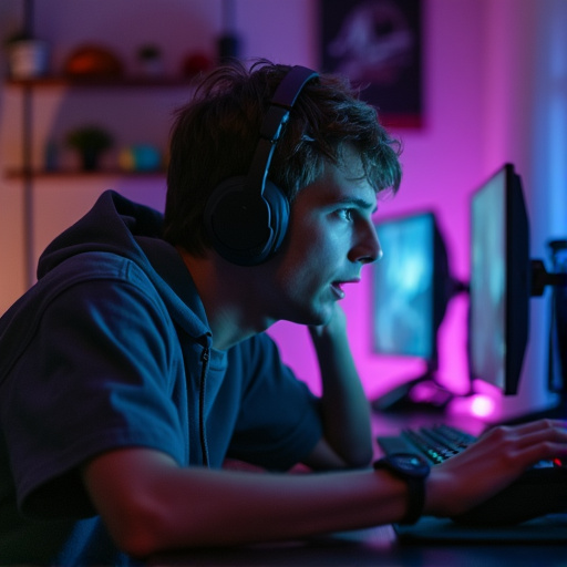 Lost in the Game: A Gamer’s Intense Focus