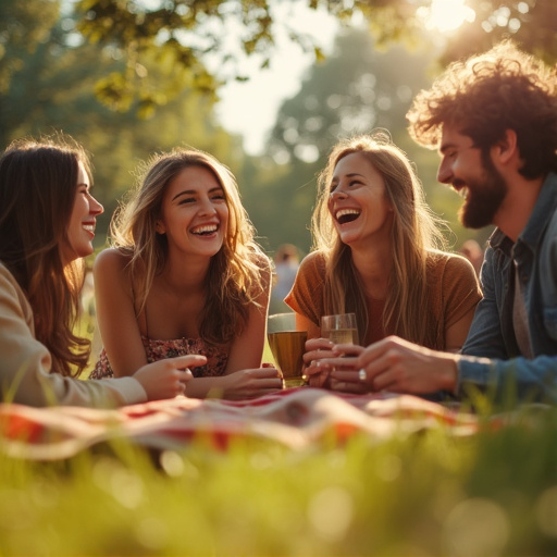 Laughter, Sunshine, and Good Times: Friends Share a Joyful Picnic