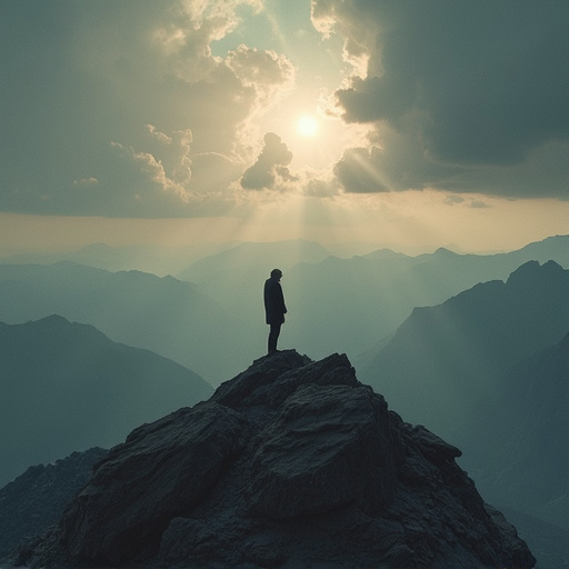 Silhouetted Solitude: A Moment of Contemplation on the Mountain Peak