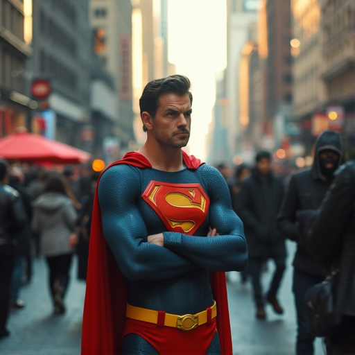 Superman Stands Tall in the City