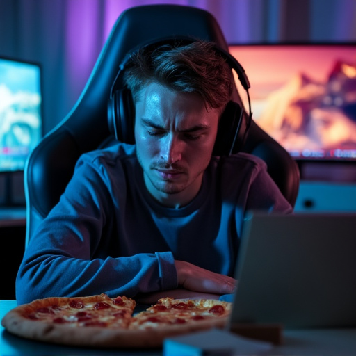 The Gamer’s Oasis: Focused, Relaxed, and Fueled by Pizza