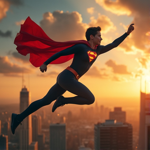 Superman Soars into a Dramatic Sunset