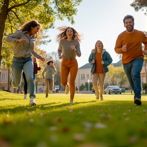 Friends Run Free in Sunny Park