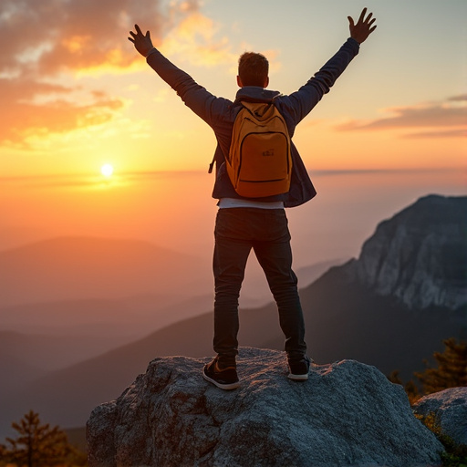 Silhouetted Against the Sunset: A Moment of Adventure and Wonder