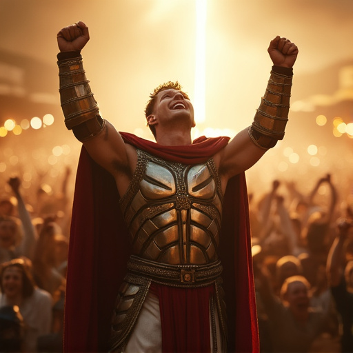 Triumphant Hero: A Moment of Victory Captured in Light