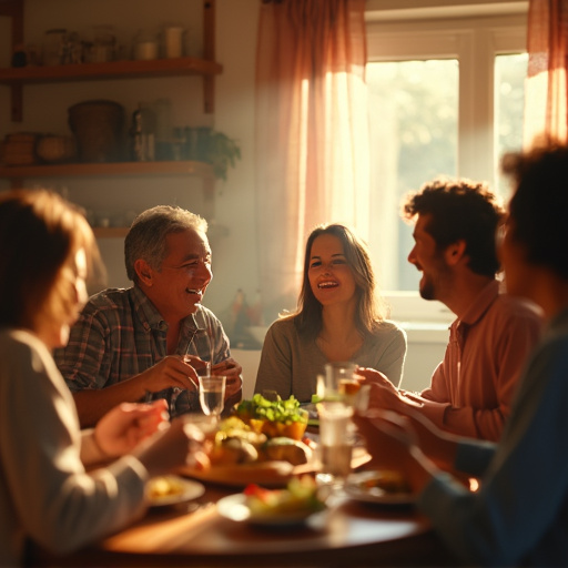 Warmth and Connection: A Shared Meal Brings Joy