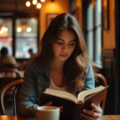 Lost in the Pages: A Moment of Tranquility in a Cozy Cafe