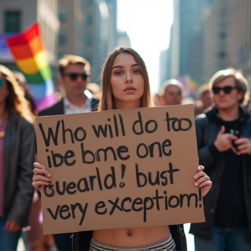 Provocative Protest: Woman’s Sign Sparks Tension in the Crowd