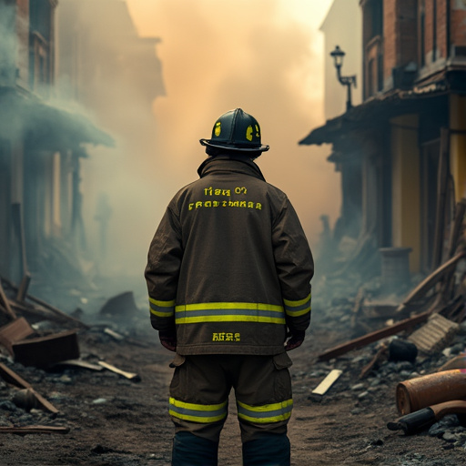 Sole Survivor: Firefighter Stands Amidst the Ashes