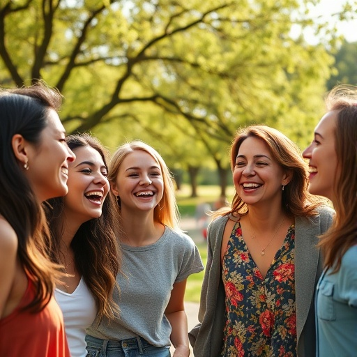 Laughter and Joy: Friends Share a Moment of Happiness in the Park